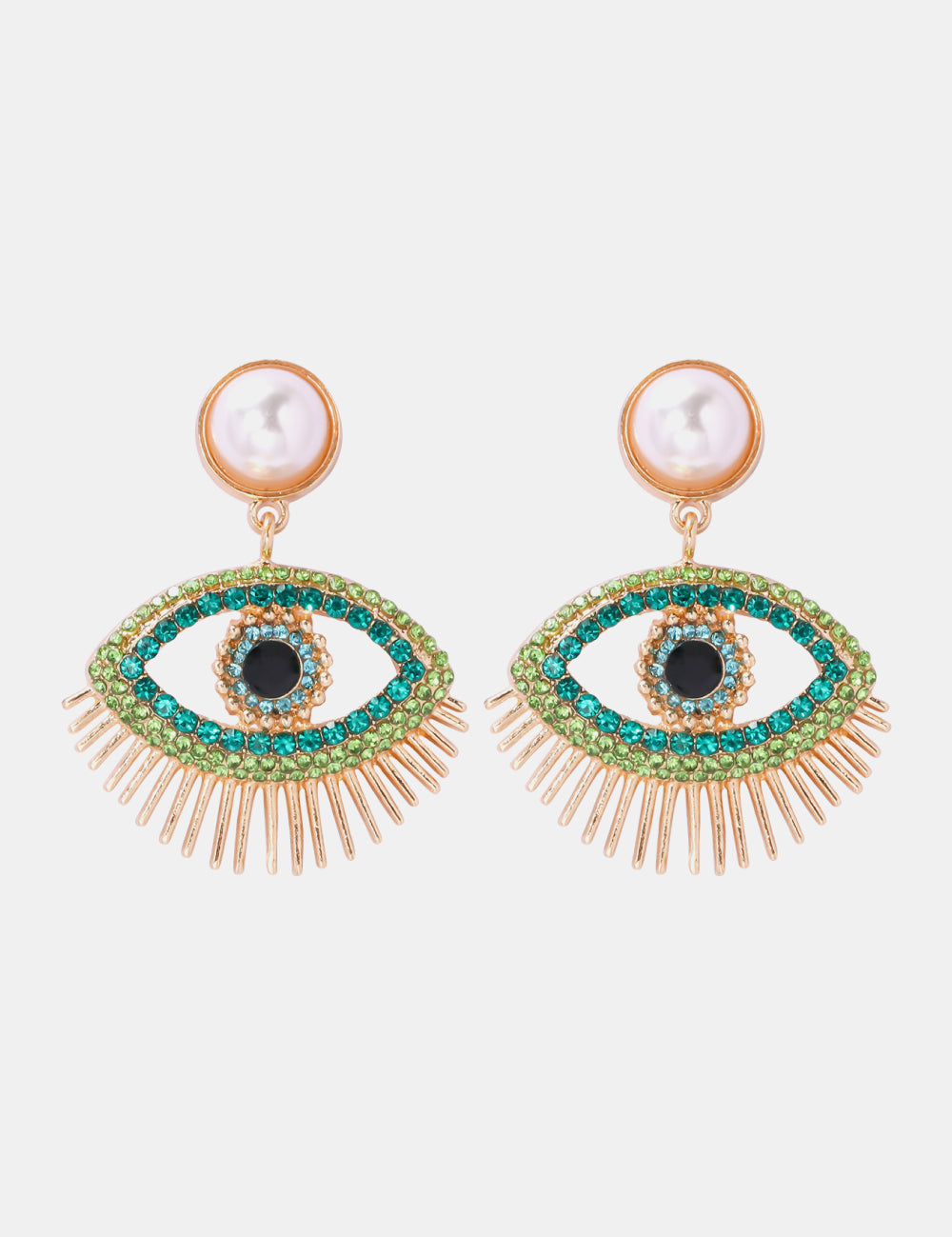 Evil Eye Protection Rhinestone Dangle Earrings