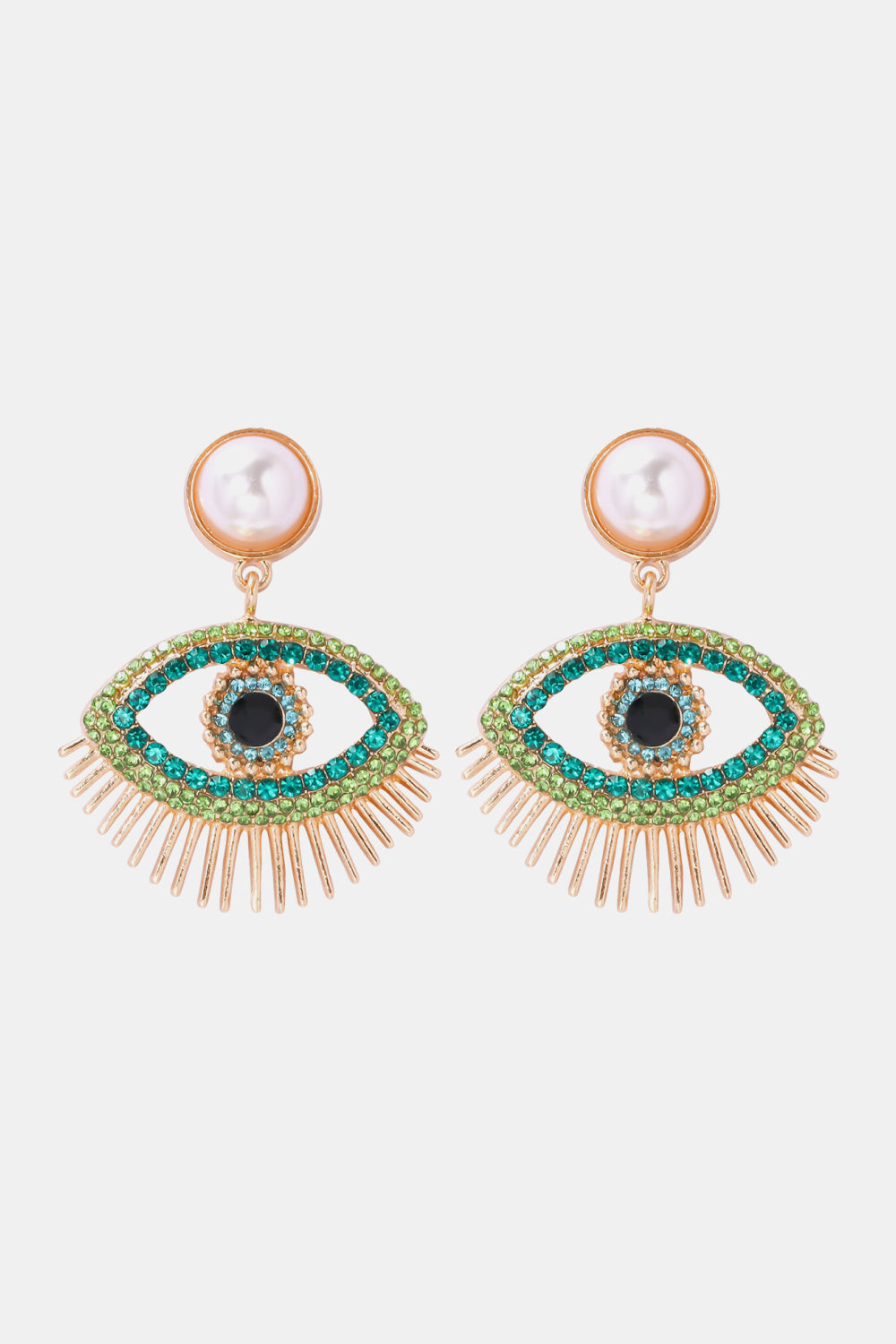 Evil Eye Protection Rhinestone Dangle Earrings