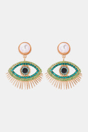 Evil Eye Protection Rhinestone Dangle Earrings
