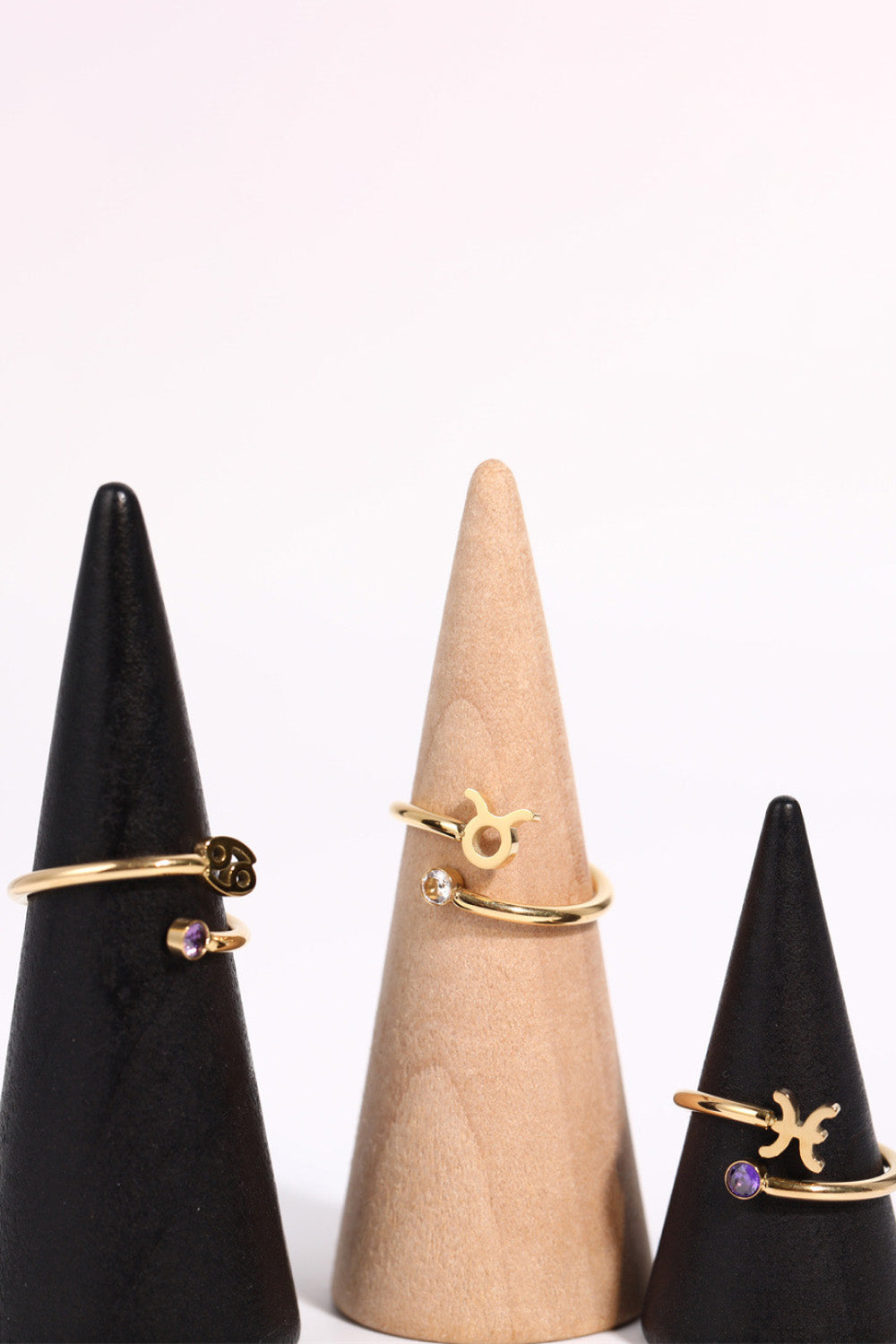 Minimalist Zodiac Gemstone 18K Gold-Plated Bypass Ring