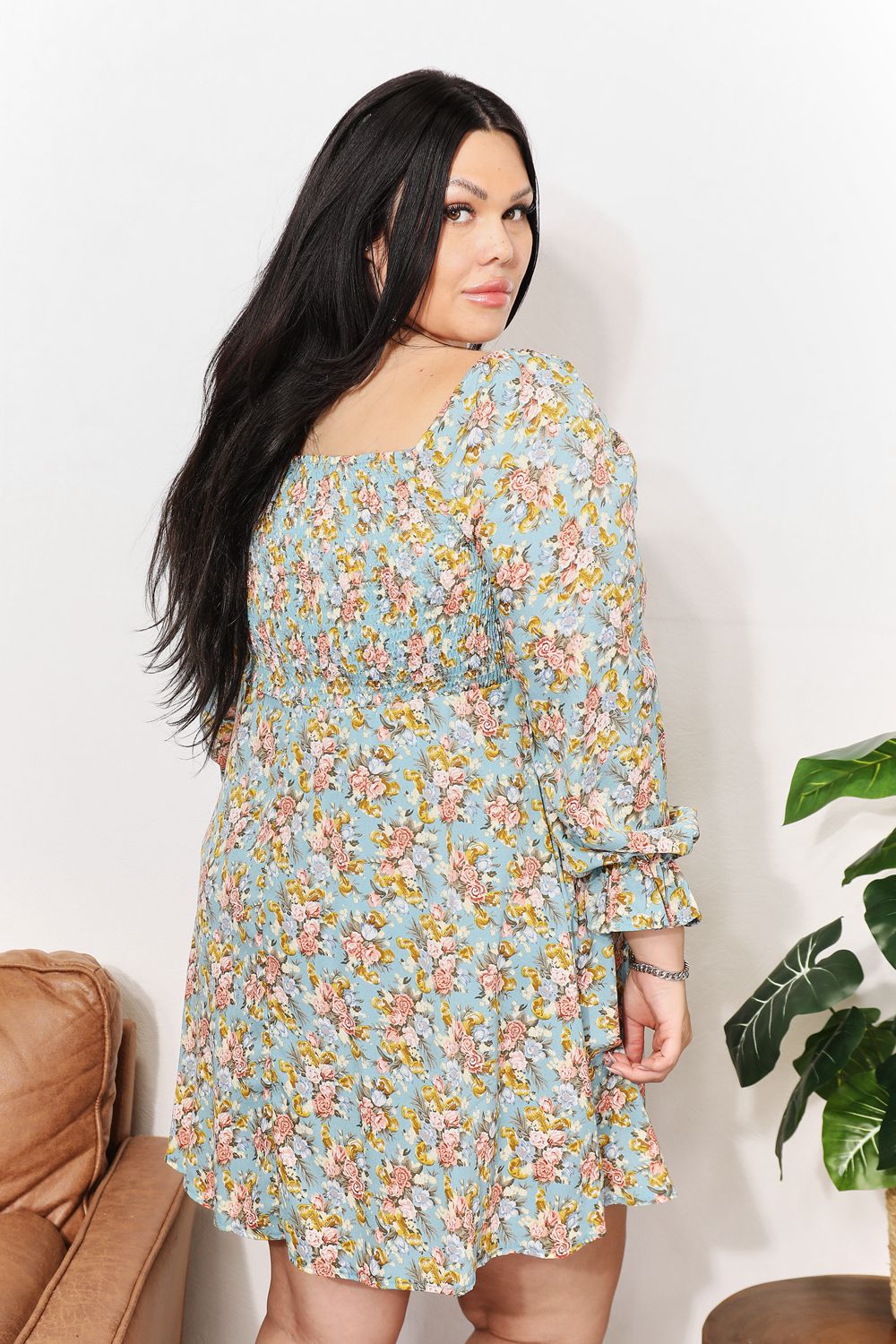 Ashley Floral Square Neck Dress