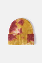Bi-Color Tie-Dye Cuffed Rib-Knit Beanie