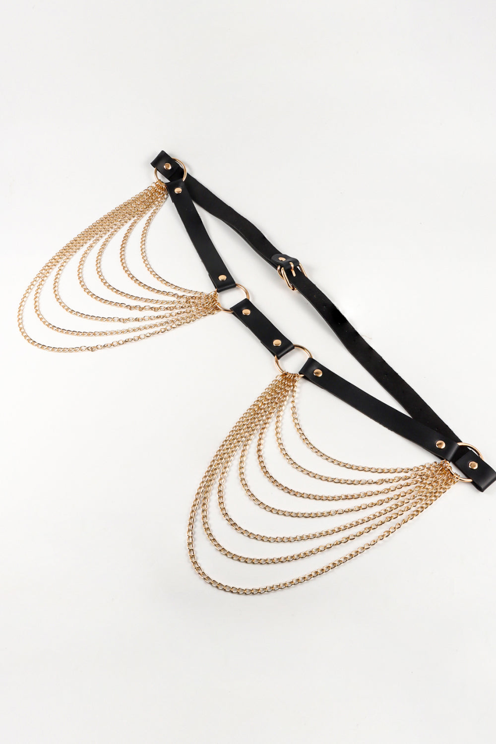 Nikki Faux Leather Muti-Strand Chain Belt