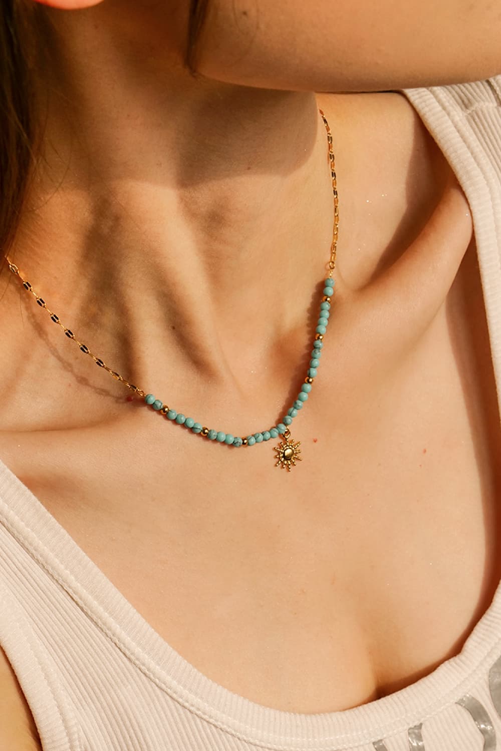 Golden Sun Turquoise Pendant Necklace