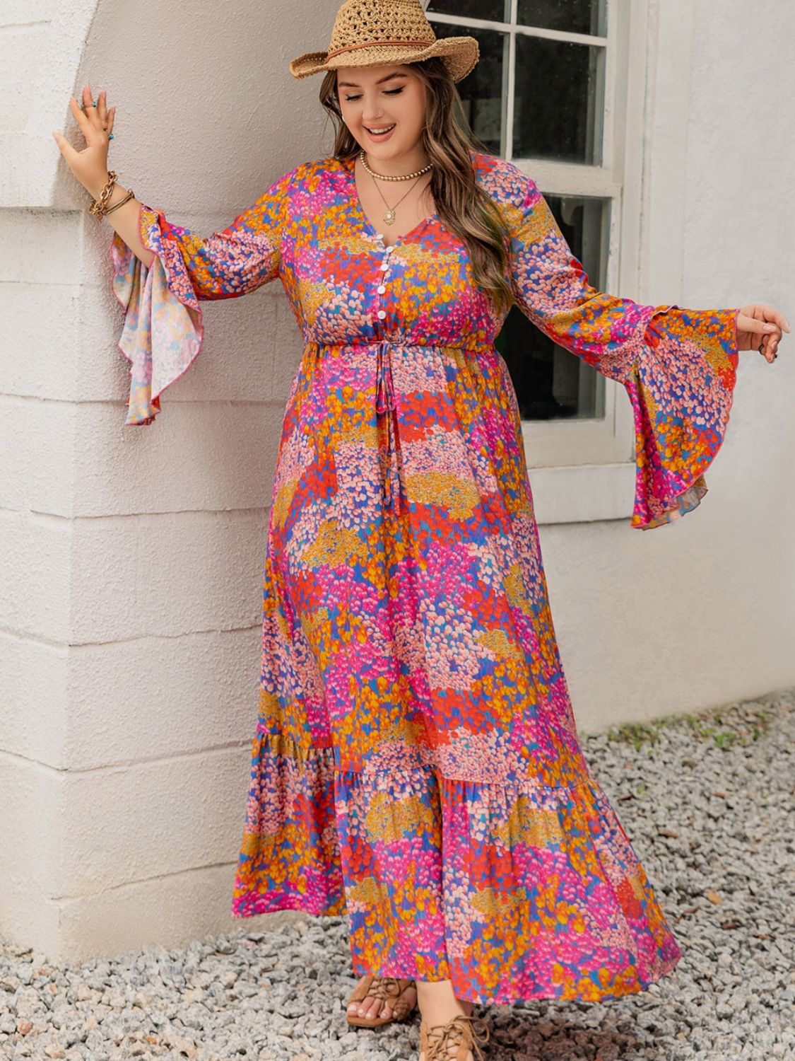 Newport Flared Sleeve Maxi Dress