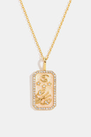 Rhinestone Zodiac Constellation Pendant Copper Necklace