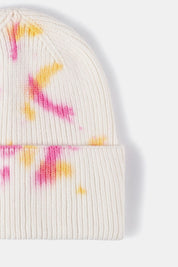 Bi-Color Tie-Dye Cuffed Rib-Knit Beanie