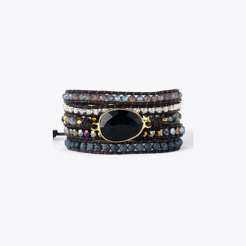 Black Agate Multi Strand Bracelet