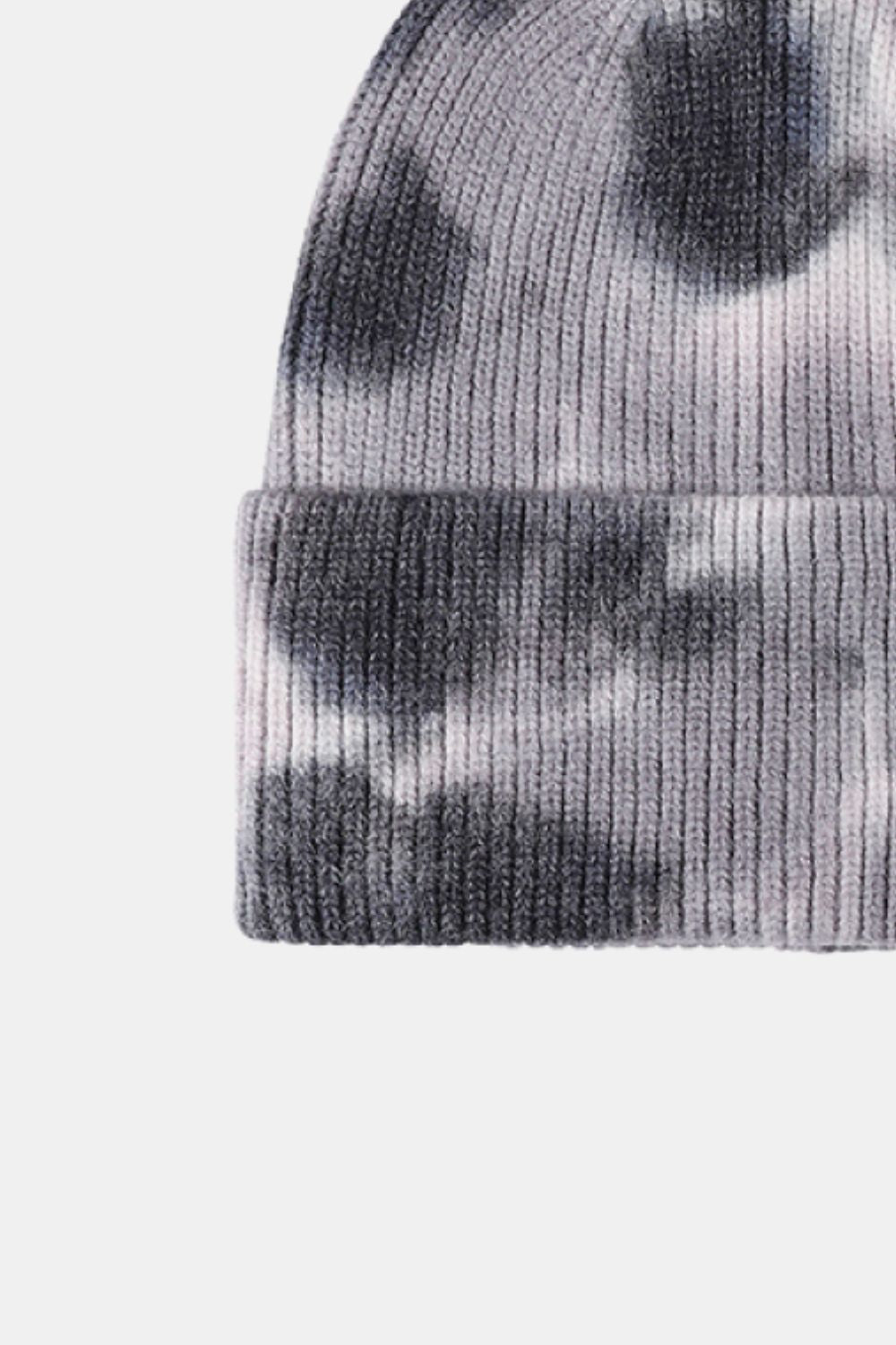 Bi-Color Tie-Dye Cuffed Rib-Knit Beanie