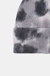 Bi-Color Tie-Dye Cuffed Rib-Knit Beanie
