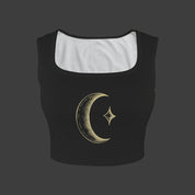 Many Moons Printed TK Exclusive Square Neck Crop Tank Top | Twilight Kisses