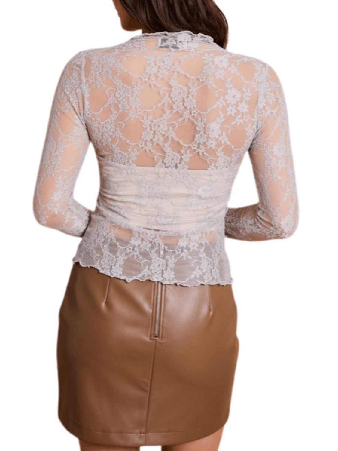 Maybe Later Lace Mock Neck Top
