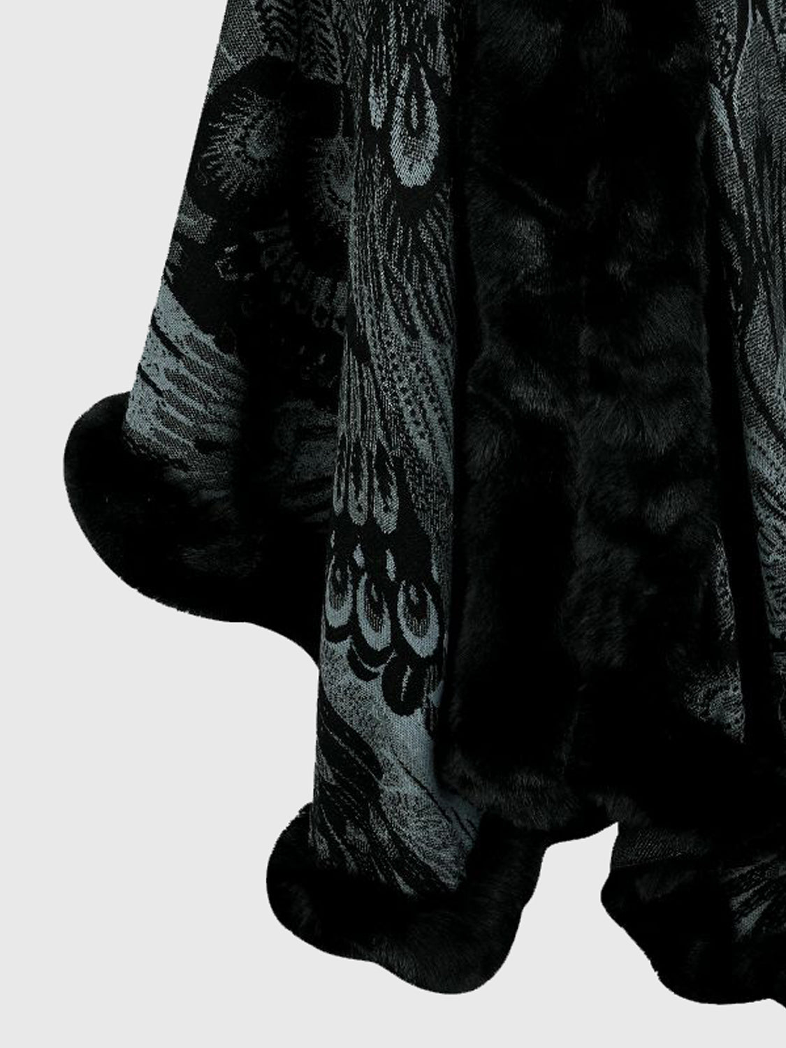 Feathers Printed Open Front Poncho