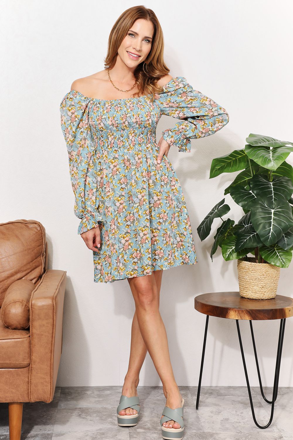 Ashley Floral Square Neck Dress