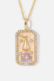 Rhinestone Zodiac Constellation Pendant Copper Necklace