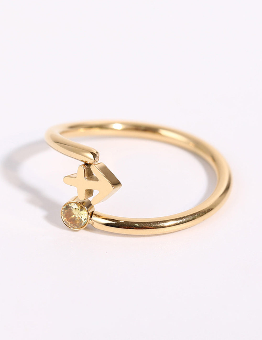 Minimalist Zodiac Gemstone 18K Gold-Plated Bypass Ring