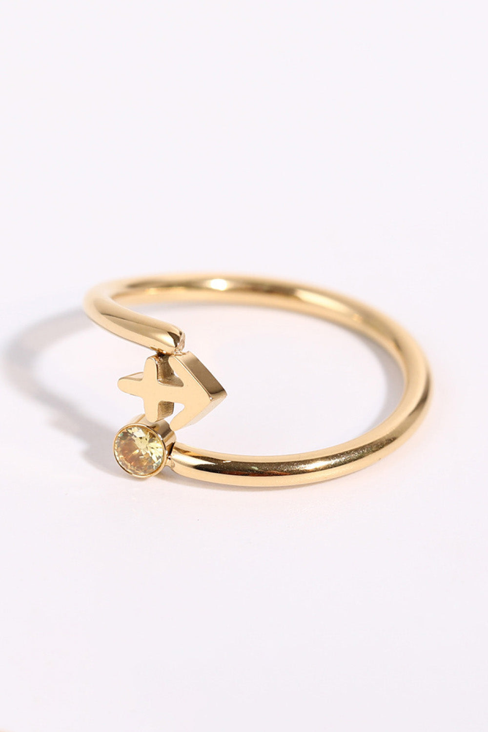 Minimalist Zodiac Gemstone 18K Gold-Plated Bypass Ring