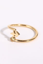 Minimalist Zodiac Gemstone 18K Gold-Plated Bypass Ring