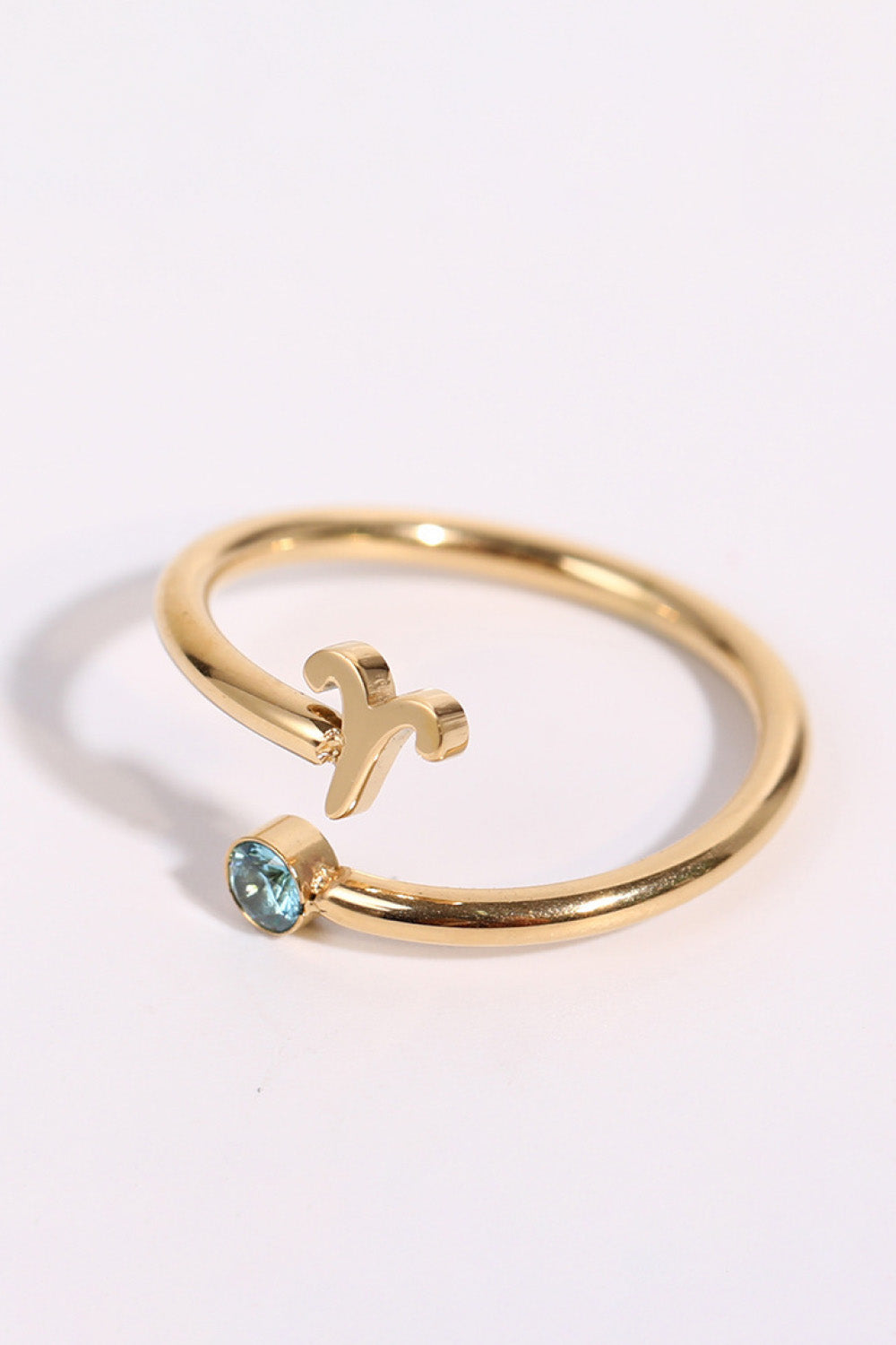 Minimalist Zodiac Gemstone 18K Gold-Plated Bypass Ring