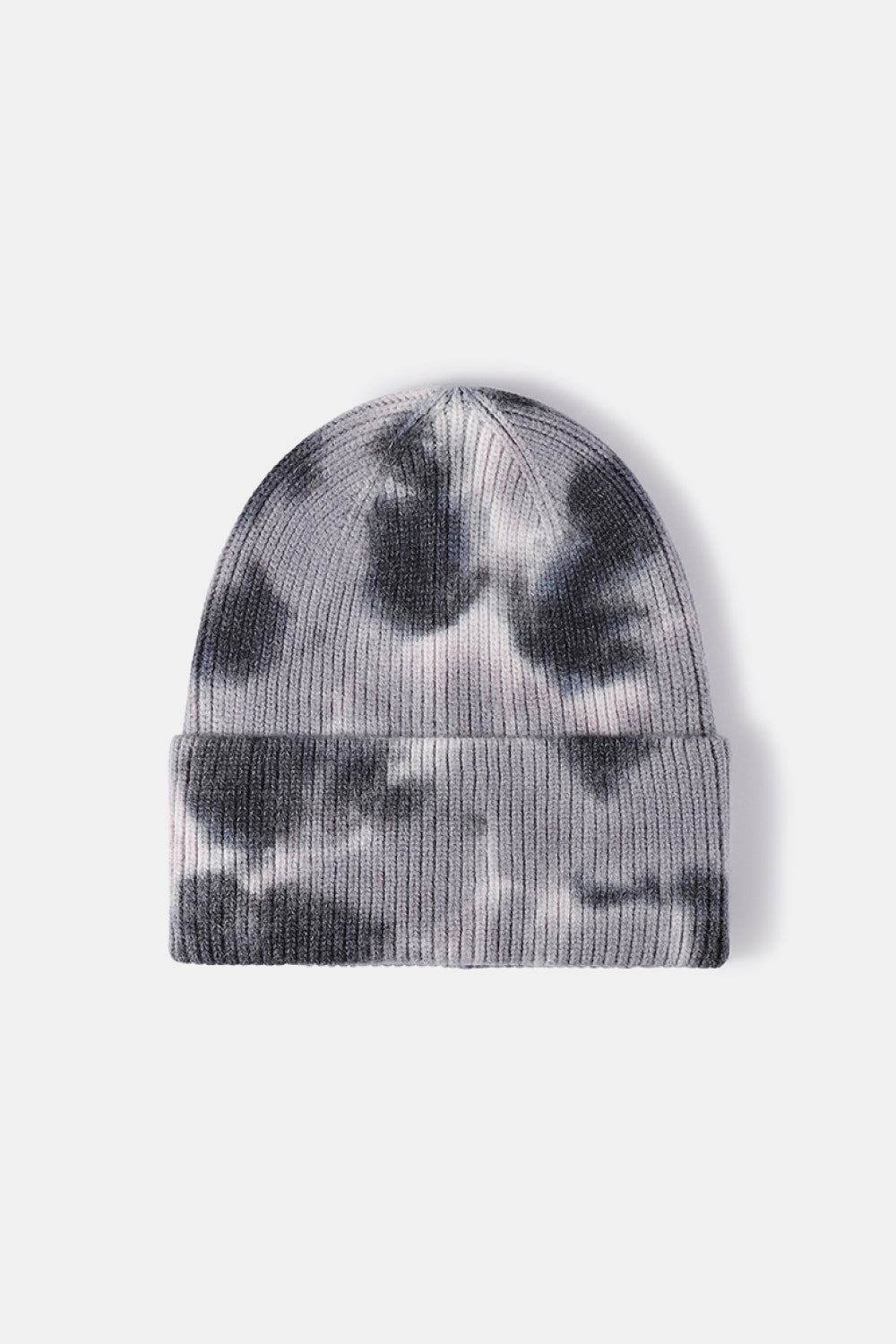 Bi-Color Tie-Dye Cuffed Rib-Knit Beanie