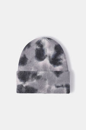 Bi-Color Tie-Dye Cuffed Rib-Knit Beanie
