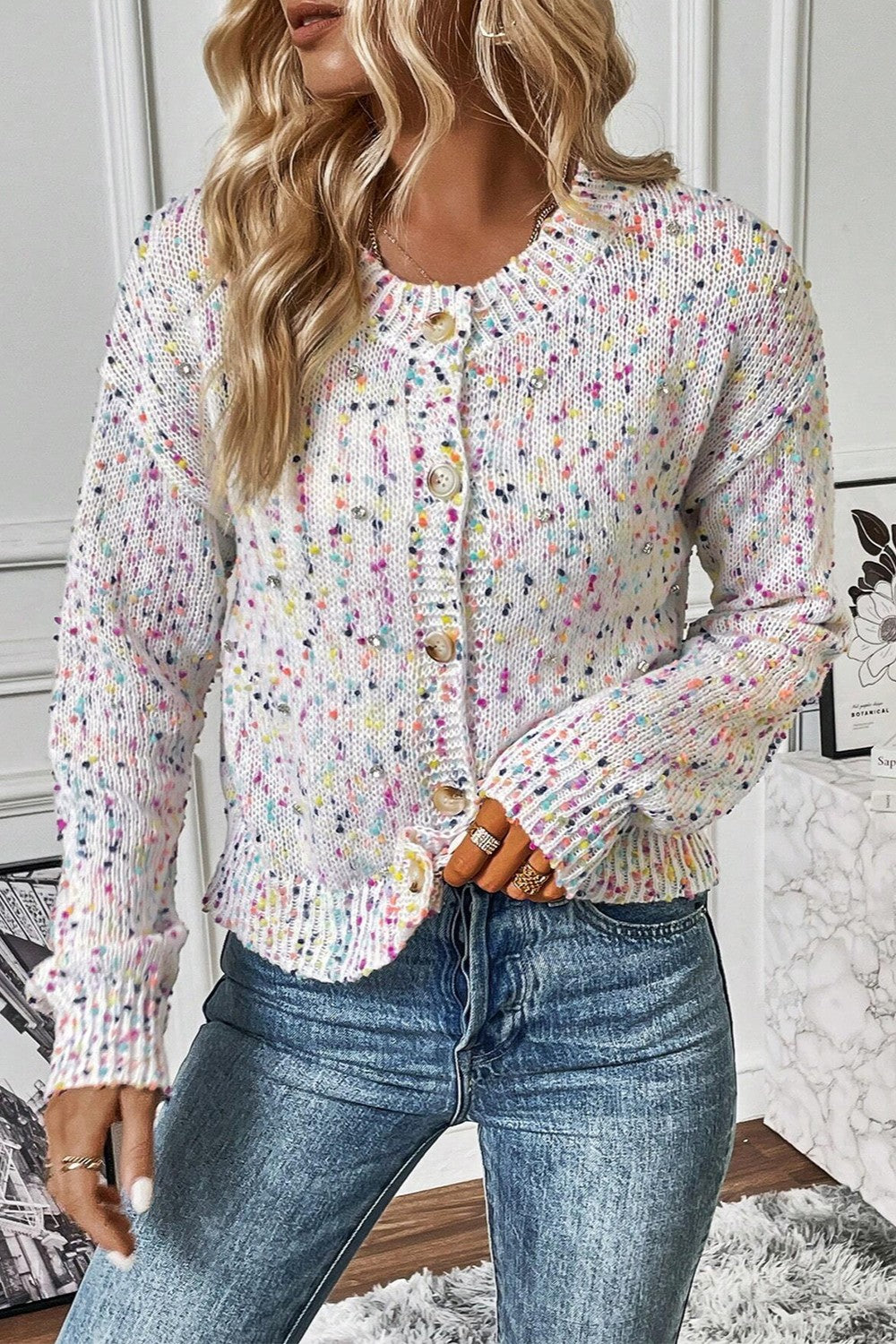 Party Time Confetti Medium Length Cardigan