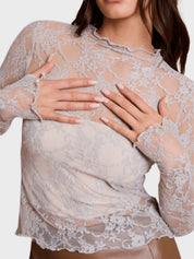 Maybe Later Lace Mock Neck Top