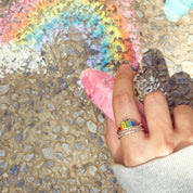 Rainbow Tiara 925 Sterling Silver Double-Layered Ring