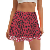 Red Mystical Cats TK Exclusive Double Layer Mini Skort