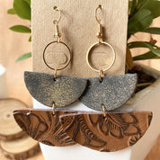 Faux Leather Semicircle Drop Earrings