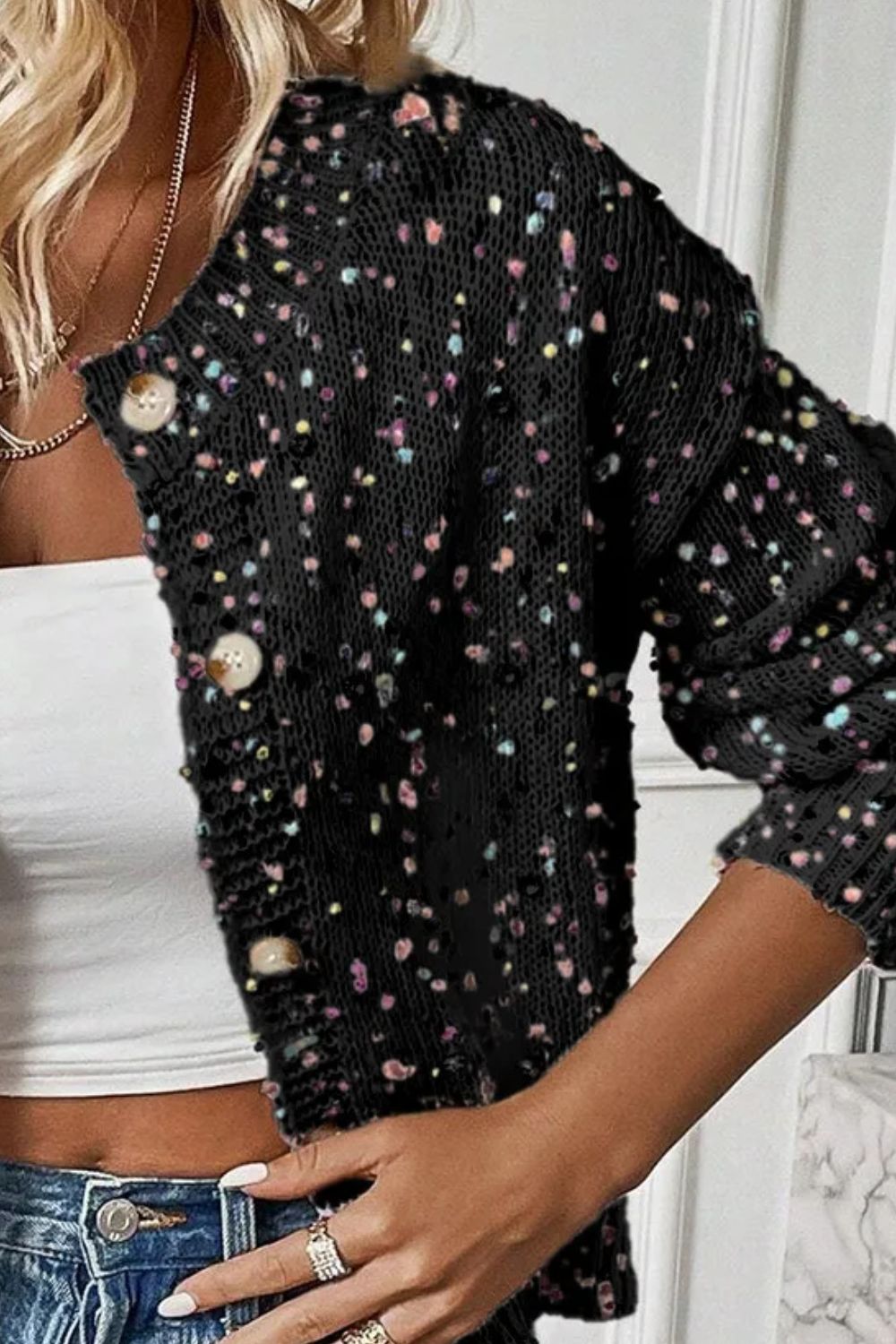 Party Time Confetti Medium Length Cardigan