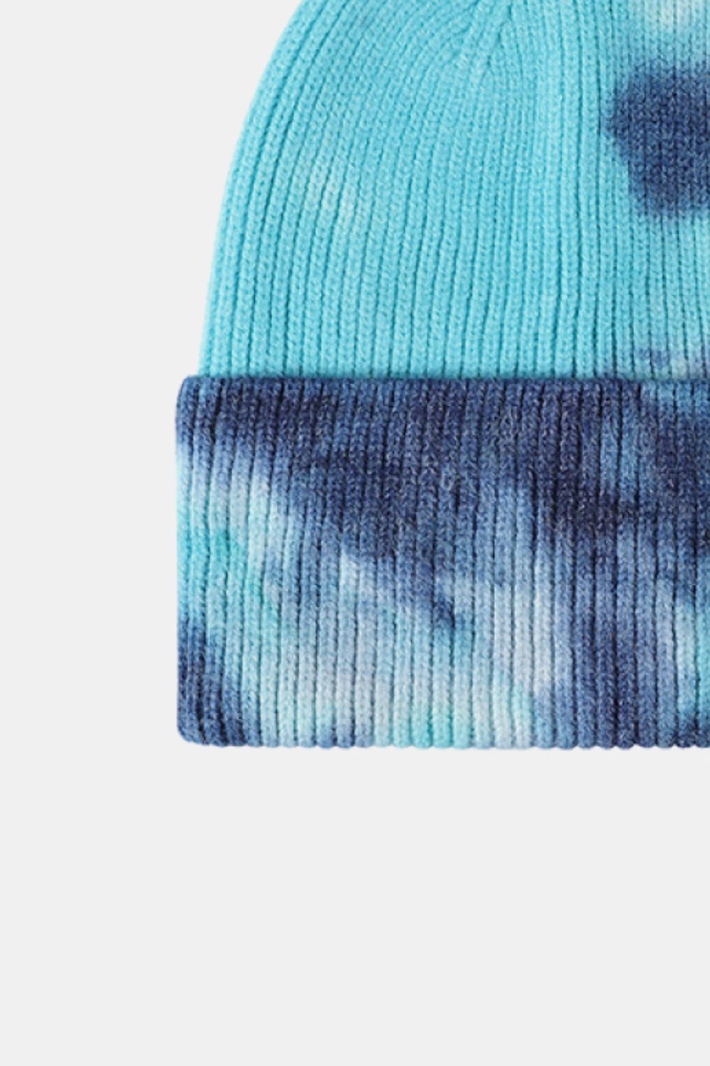 Bi-Color Tie-Dye Cuffed Rib-Knit Beanie