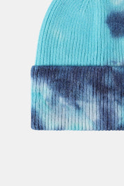 Bi-Color Tie-Dye Cuffed Rib-Knit Beanie