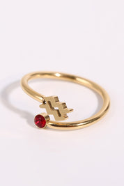 Minimalist Zodiac Gemstone 18K Gold-Plated Bypass Ring