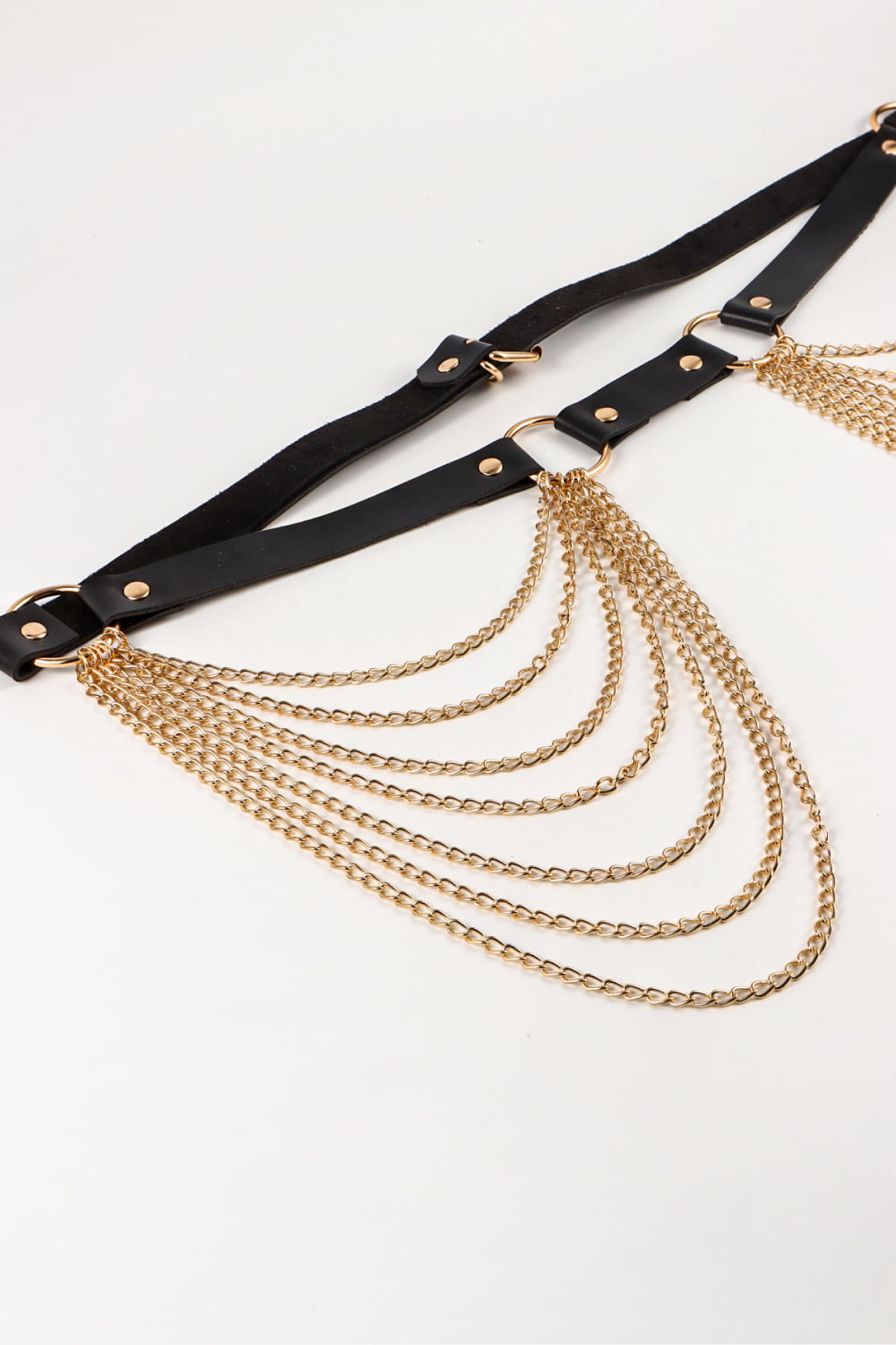 Nikki Faux Leather Muti-Strand Chain Belt