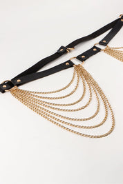 Nikki Faux Leather Muti-Strand Chain Belt