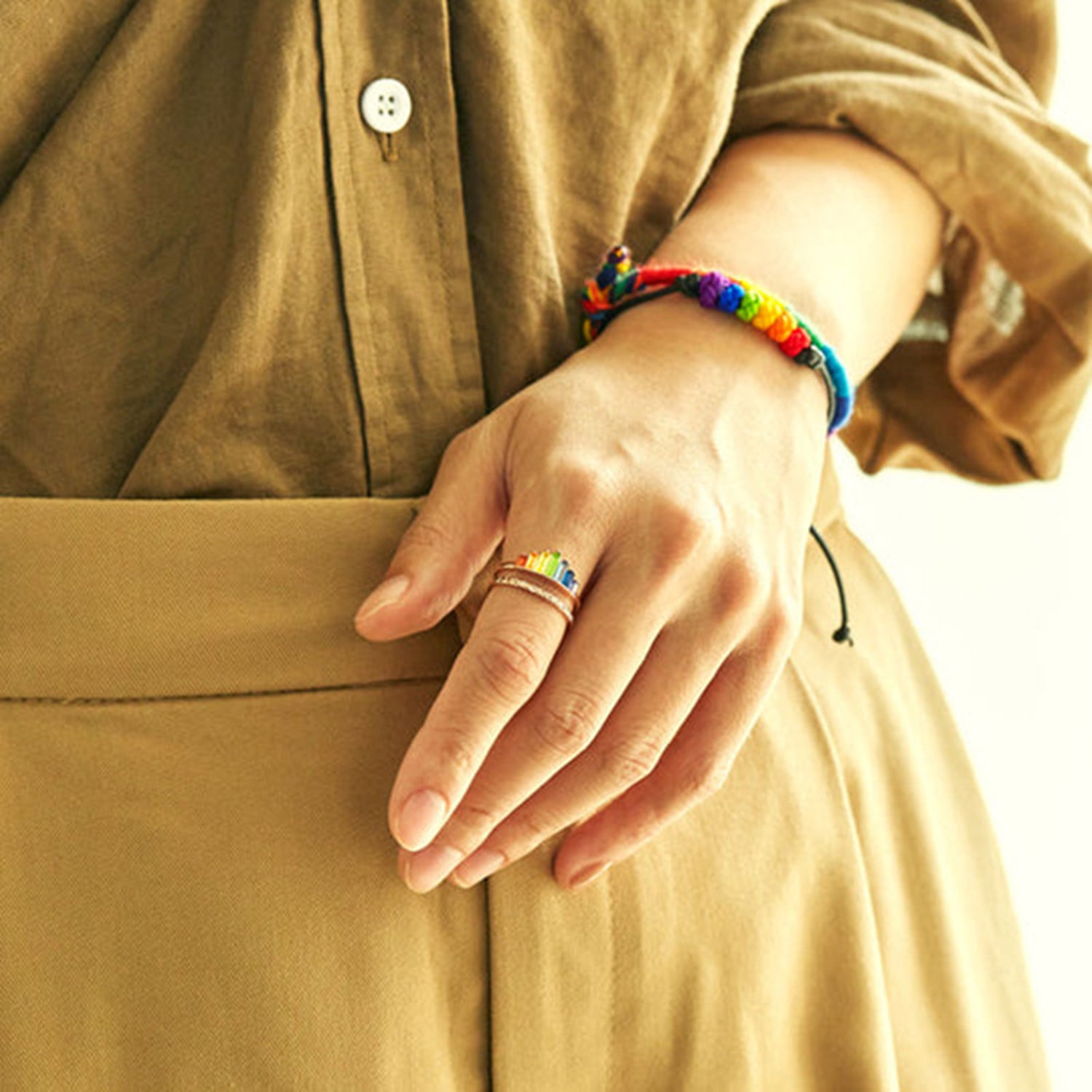Rainbow Tiara 925 Sterling Silver Double-Layered Ring