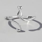 Curious Cat 925 Sterling Silver Ring