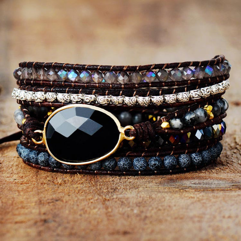Black Agate Multi Strand Bracelet