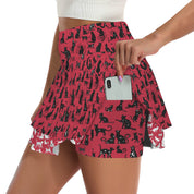 Red Mystical Cats TK Exclusive Double Layer Mini Skort