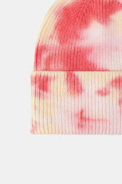 Bi-Color Tie-Dye Cuffed Rib-Knit Beanie