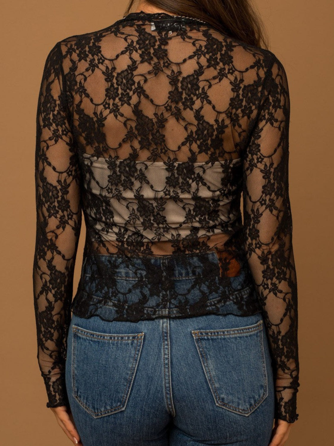 Maybe Later Lace Mock Neck Top