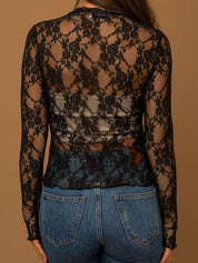 Maybe Later Lace Mock Neck Top