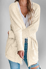 Book Nook Bouclé Open-Front Cardigan