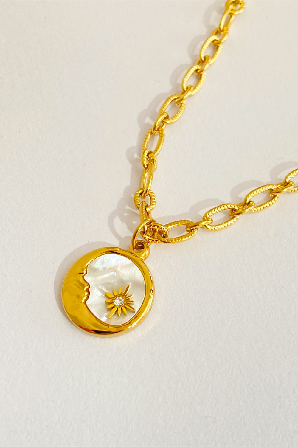 Heavenly Sun or Moon 18K gold-plated Necklace