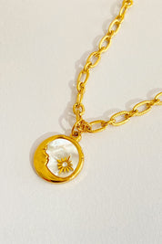 Heavenly Sun or Moon 18K gold-plated Necklace