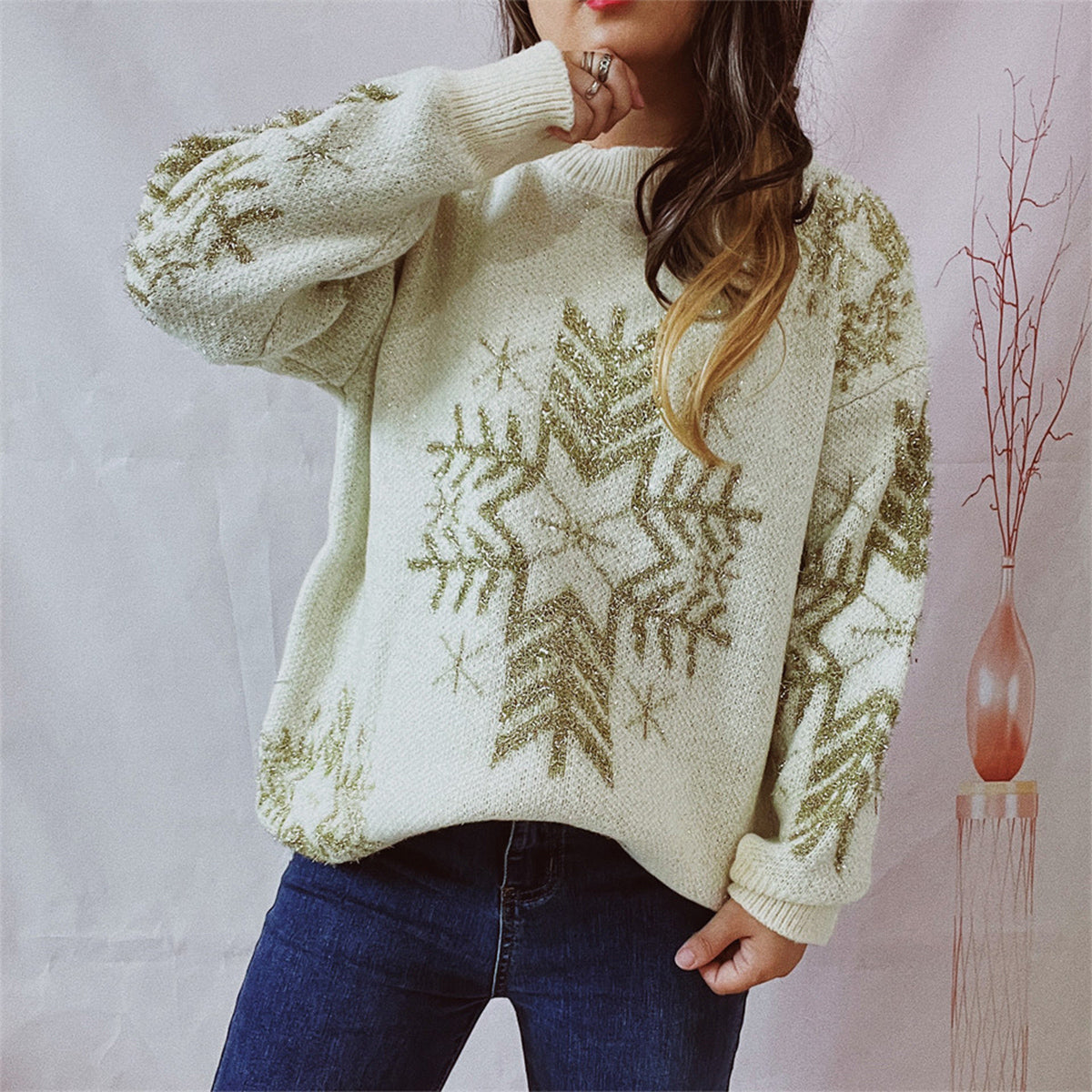 Yulia Oversized Snowflake Sweater