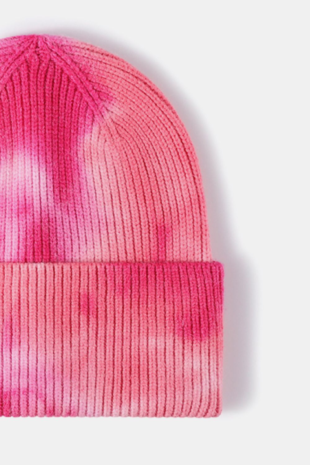 Bi-Color Tie-Dye Cuffed Rib-Knit Beanie