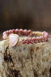 Tender Rose Quartz Heart Beaded Bracelet