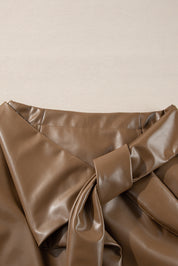 Gingerbread Faux Eva Leather Mini Skirt